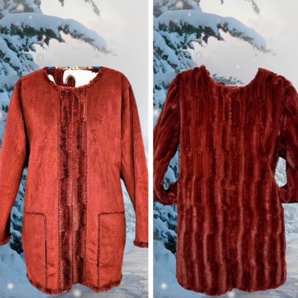 Reversible Luxury Faux-Fur/Suede Coat - Picture 2 of 10